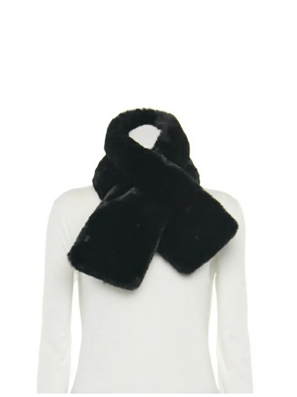 LC Lauren Conrad Black Faux Fur Scarf Wrap